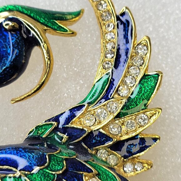 Large Stork Statement Brooch Phoenix Bird Large Bird Statement Brooch Pin - Picture 10 of 13